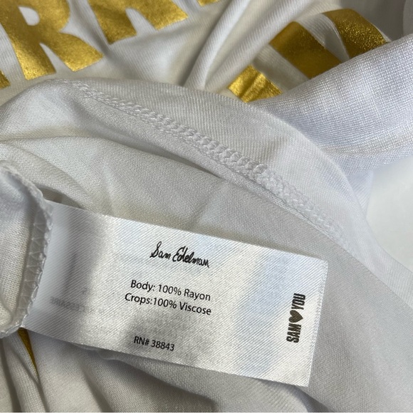 NWT Sam Edelman Barre & Beautiful White Short Sleeve Spin Open Back Tee Size M - Picture 7 of 9